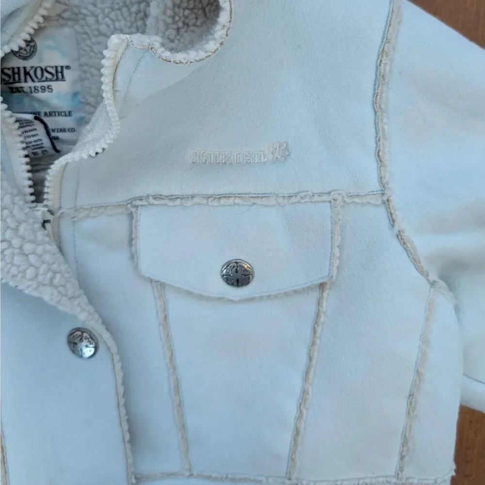 OshKosh B'gosh Coat Kids 5-6 Light Blue Hooded Sherpa Lined Full Zip Warm Winter
